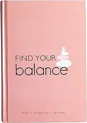 Find Your Balance 2025 Planner Undated, Guided Journal; Gratitude Journal with Habit Tracker & Mood Tracker for Wellness + Free Stickers; 4 Months - 300 Pages by The Journal Lab (Sunset Peach)