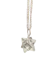 Clear Quartz Merkaba Crystal Pendant Silver Necklace Healing Gemstone Jewellery