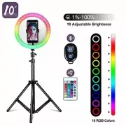 Powsure RGB LED Selfie Ring Light,16 Colors with Tripod Stand &Mirror Dimmable&P