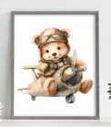 Nursery Art Print, Teddy Bear Pilot Wall Art Print, Neutral Kids Room Art Print