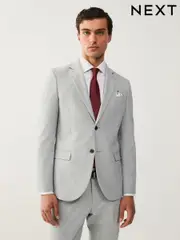 Light Grey Slim Fit Motionflex Stretch Suit Jacket (A20215) | $144