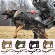 Large Tactical Dog Harness and Bungee Lead Leash No Pull Military Training Vest