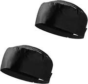 [HAIKING] Unisex Chef Hats, 2 PCS Black Adjustable Food Service Caps with Breathable Mesh Top for Kitchen, Cooking Service (Polyester)