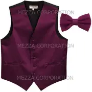 New Men's Vesuvio Napoli Tuxedo Vest Waistcoat Bowtie prom party Dark Purple