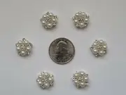 6 Pcs Lot pearl Rhinestone Flatback Hair Bow Supplies.