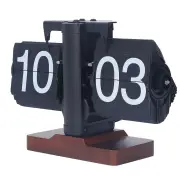 Retro Mechanical Flip Clock Square Wooden Base 24-Hour Retro Style Flip Down Clock Desk Decoration Multifunctional Flip