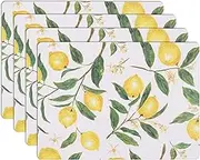 House and Home Cork Placemats 16 x 12-Inch Set of 4 (Lemons Print)