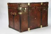 English Tan Leather Box Chest Coffee Handmade Table Trunk Box Halloween gift