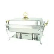 Thunder Group 8 Qt Full Size Stainless Steel Deluxe Chafer w/ Brass Handle