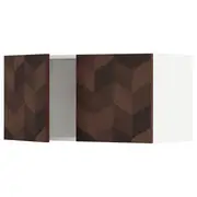 METOD wall cabinet with 2 doors, white Hasslarp/brown patterned, 80x37x40 cm