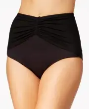 Coco Reef Women's Bikini Swim Bottoms High Waist Mesh Black Solid Size M