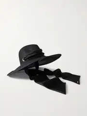 [Eugenia Kim] Eugenia Kim - Cassidy Grosgrain-trimmed Hemp Sunhat - Black - One size One size Black