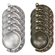 Pendant Trays Kits 30Pcs Moon Rotation Double Sided Round Pendant Tray for Je...
