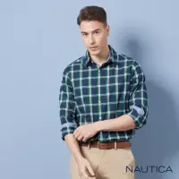 在飛比找momo購物網優惠-【NAUTICA】男裝 簡約休閒吸濕排汗格紋長袖襯衫(深藍)