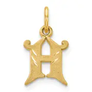 14K Yellow Gold Letter H Initial Charm