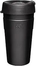 KeepCup Thermal - Vacuum Insulated Stainless Steel, Reusable Coffee Cup with Splashproof Sipper Lid - 16oz/454ml - Black