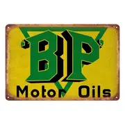 3x Tin Sign Bp Motor Oils 20x30cm Metal Rustic Vintage