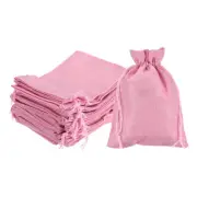 25Pcs Drawstring Burlap Gift Bags 5" x 7" Linen Sack Jewelry Pouches Pink