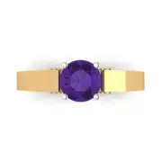1.7ct Round Natural Amethyst Promise Designer Bridal Wedding Ring 14k2 tone Gold