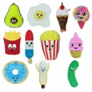Food Junkeez Plush Dog Toys Soft Squeaky Snack Avocado Egg Fries Funny Pet Toy