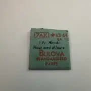 BULOVA watch parts 1 PAIR HANDS Hour & Minute #63-64 7AK BA 15 -NOS~ Stock #15