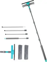 Professional Window Cleaner, 2 in 1 Shower with Extension Pole, Telescopic Window Washing Equipment with Bendable Head, Glass Cleaning Tools (Green)