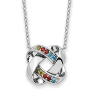 Sterling Silver Sentimental Expressions Rhodium-Plated Multi-Color Cz Color Me Happy Square 18In Necklace