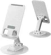 Solohike 6pcs Foldable Phone Holder for Desk, Cell Phone Stand, 360° Rotatable Aluminum Mobile Phone Holder Dock Compatible with All Smart Phones and Tablet (White)