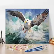 TUMOVO Bird Paint by Number Kit Albatross Bird in The Sea Paint by Numbers Albatross Oil Painting with Brushes and Pigment, Animal Oil Painting on Canvas, 16x20 Inch