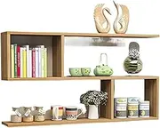 Floating Shelf Wooden Floating Shelves for Wall, Modern Wall Mounted Shelves Bookshelf for Living Room Study Room Office 60x12x49.6 cm