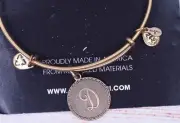 NEW NWT Alex and Ani Older Letter Initial D Bangle Gold Bracelet