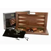 Dal Rossi 16 inch Walnut Folding 3-in-1 Chess/Backgammon/Checkers Set