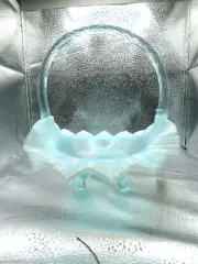 Fenton 100th Anniversary Limited Ed Aquamarine Opalescent Stretch Glass Basket