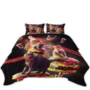 Funny and Cool Galaxy Cat on Cheeseburger Coverlet