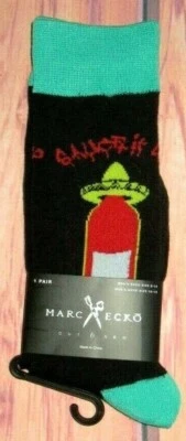 MENS MARC ECKO HOT SAUCE IT UP BLACK CREW SOCKS (SHOE SIZE 6-12)
