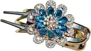 [yangzerang] Rhinestone Flower Hair Clip Large Flower Hair Grips Sparkly Crystals Hair Pin Women Girls Barrettes Hairpins Dovetail Clip Hair Accessories for Women Girls