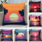 Sunset Palm Tree Pillow Case Sofa Decorative Gift Home Printing Cushion Cover