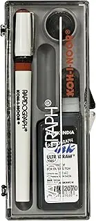 Koh-I-Noor Rapidograph Pen and Ink Set, .6mm Pen Nib and .75 oz. Bottle of Ultradraw Black Ink, 1 Set Each (3165BX.2)