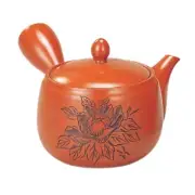 Teapot Kyusu Tokoname - FUSEN - Orange - 360 ml cc - Stainless Infuser - Peony