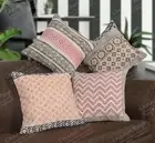 Set of 4 Handmade Multicolor 18"x18" Block Printed Cotton Kilim Pillow Covers