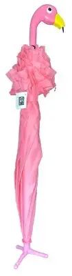 Flamingo Face Pink Umbrella With Ruffles Ladies Brolly Parasol Standing Footed