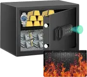 1.2 Cubic Feet Home Fingerprint Safe with Fireproof Waterproof Bag, Security Saf