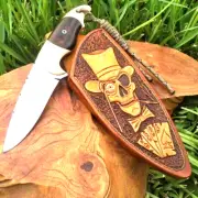 handmade knife forged Steel knife, Camping Knife Gift for Him Handcrafted Sheath