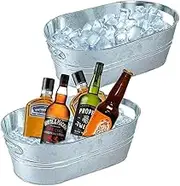 2 Pack Galvanized Bucket 4 Gallon Ice Bucket Large Capacity Metal Beverage Bucket with Handle, Party Drink Bucket for Home, Bar Supplies, Beer Champagne Cocktail Cooling.
