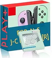 3-IN-1/Pack Joypads Controller, Wireless Gamepad for N-S Consoles, with Wrist Straps, Protective Case & Joystick Caps, Support/Dual Vibration/Motion/Wake-up/Screenshot. [Purple & Green].