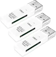 USB 3.0 SD Card Reader for PC, Micro SD Card to USB Adapter, Card Reader for Camera Memory Card Reader, Wansurs Card Reader for Laptop (3 Pack USB2.0 White)