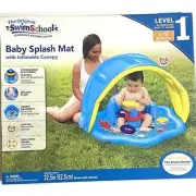 SwimSchool Baby Splash Mat w/ Inflatable Canopy & 3 Stackable Play Rings Pool