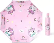 Kids Telescopic Umbrella, Folding Compact Lightweight Cute Kitty Design