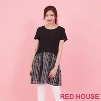 在飛比找momo購物網優惠-【RED HOUSE 蕾赫斯】素面花布洋裝(黑色)
