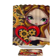 Heart Lovley Girl a Clockwork Valentine Shower Curtain
